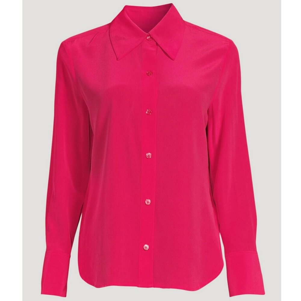 BNWT Equipment Leona 100% Silk Shirt/Blouse Cerise (Fuchsia) Sz M/US 4-6 RRP$339
